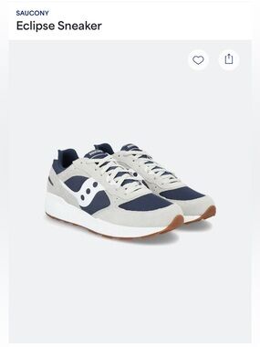 Saucony Men's Navy and Light Gray Retro Runner with Gum Sole